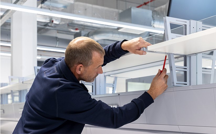 Technician sets up laboratory