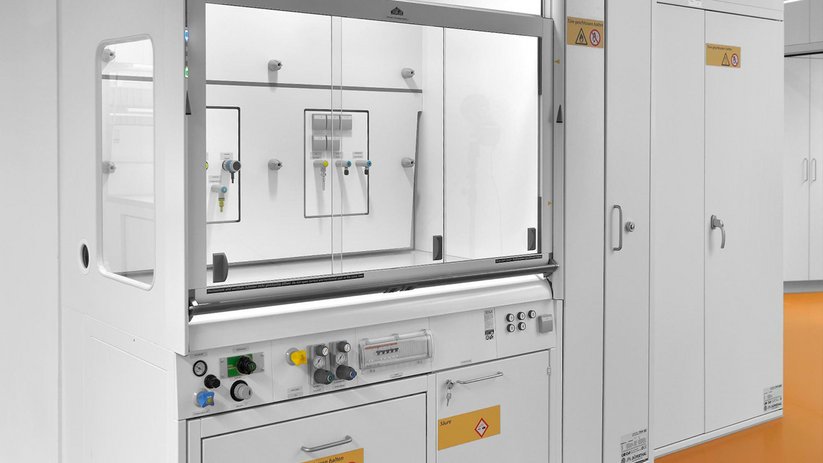 Fume cupboard next to safety cabinet