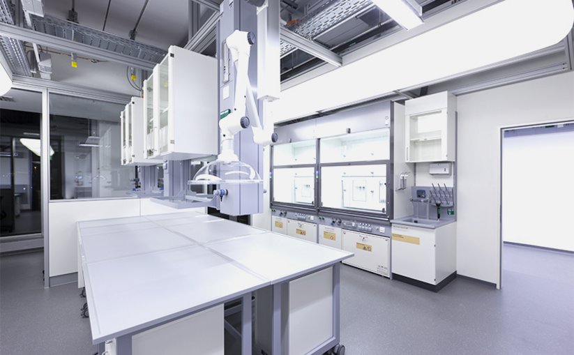 Wall and base cabinets in the laboratory