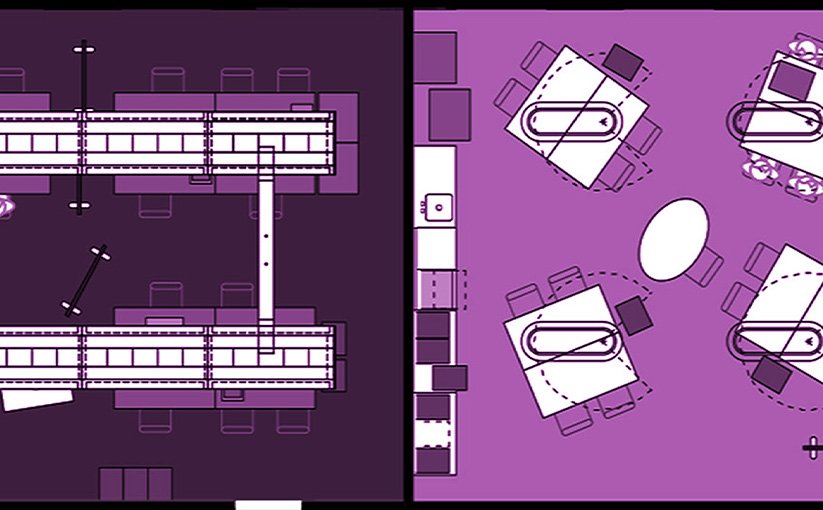 Room layout plan showing modular lab and classroom configurations