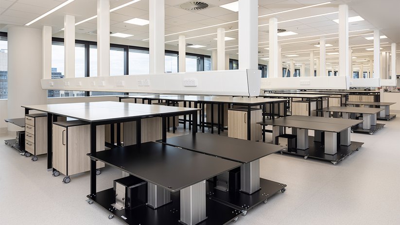 Open lab space at CSL Melbourne with multiple workstations.