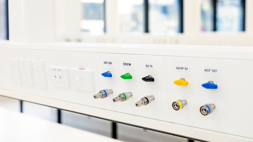 Close-up of lab service outlets at CSL Melbourne.
