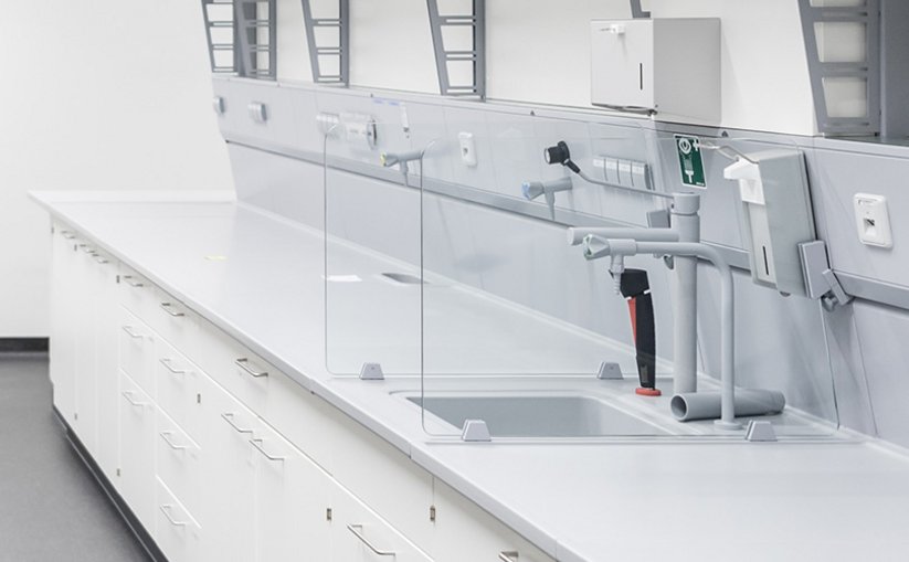 A lab sink as part of a spacious bench