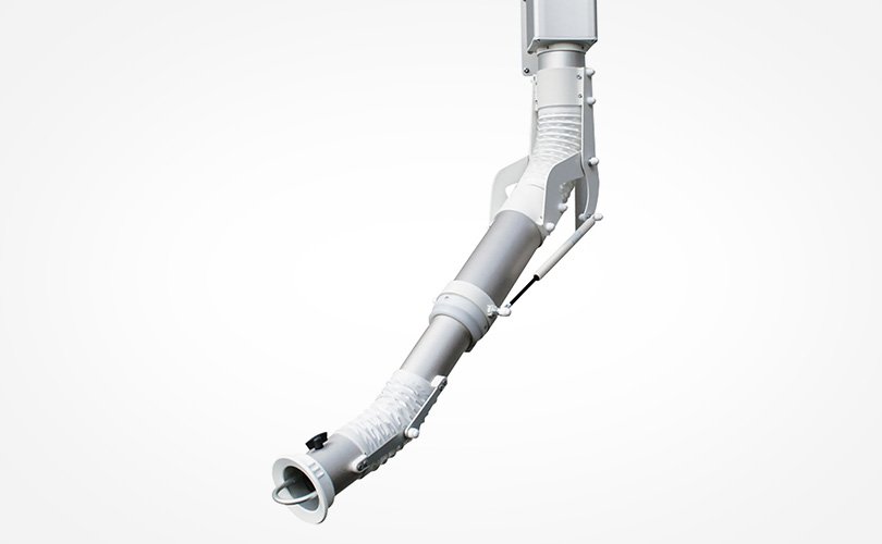 Articulated extraction arm with flexible joints and nozzle