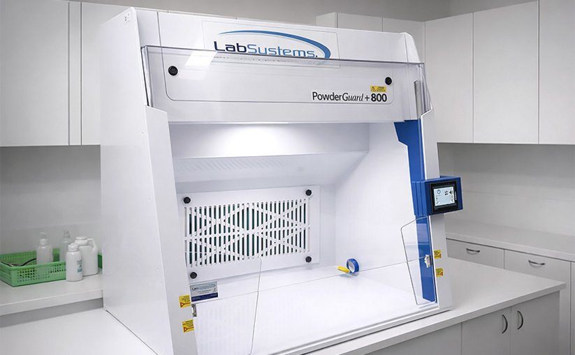 PowderGuard+™ laboratory fume cupboard on laboratory table