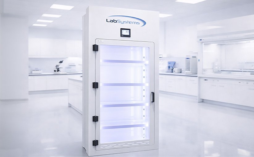 Chemical storage cabinet with secure glass door