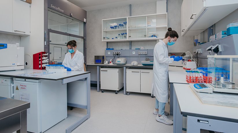 Two lab technicians