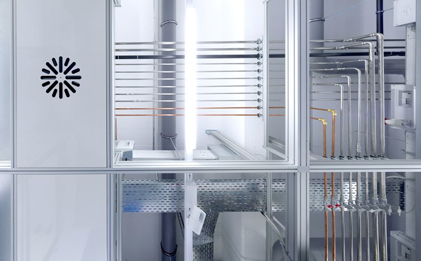 Plumbing pipes and connections in technical environments