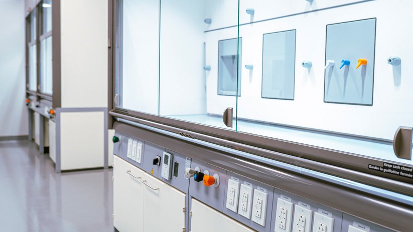 Close-up of a laboratory fume cupboard