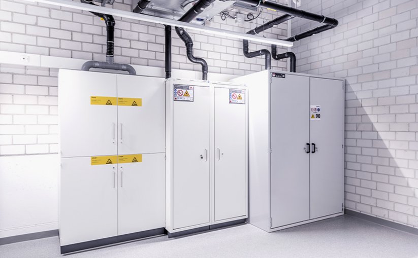 Chemical cabinet with extraction system from Waldner