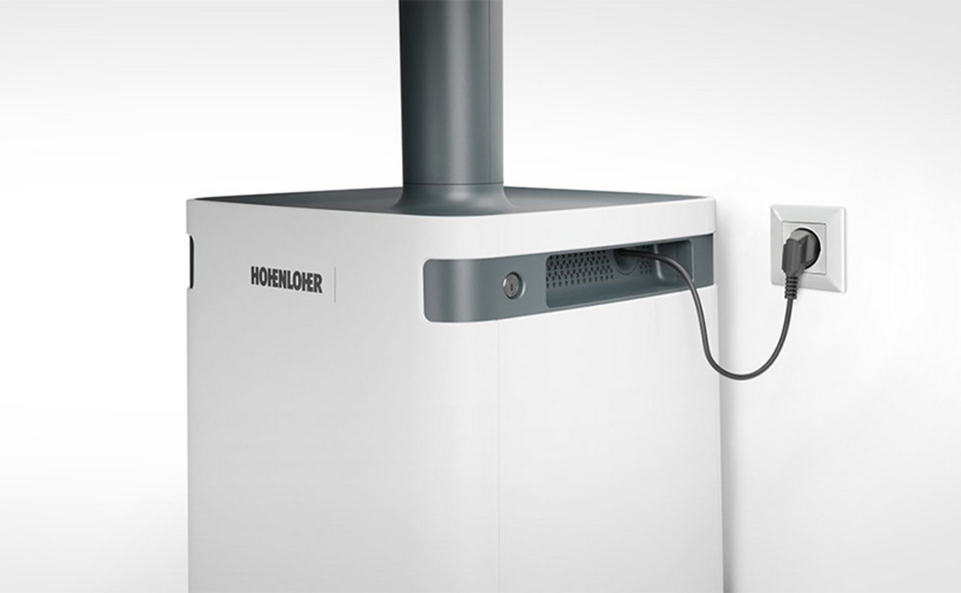 Side view of the medienBuddy® with power connection.