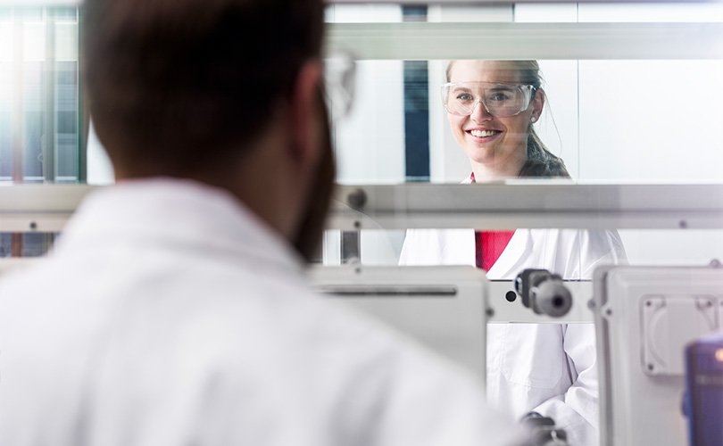 View through transparent side and back panels of the lab fume hood