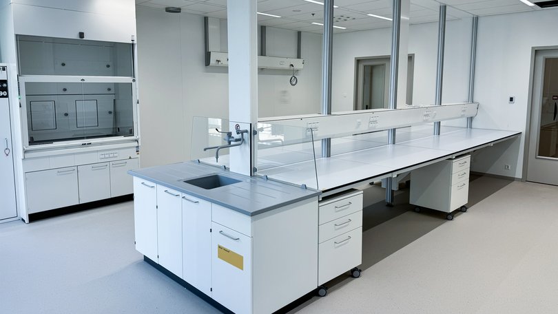 Laboratory with fume cupboard