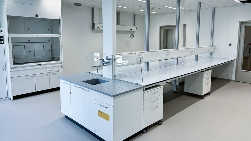 Laboratory with fume cupboard