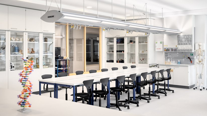 Large group table with media wing