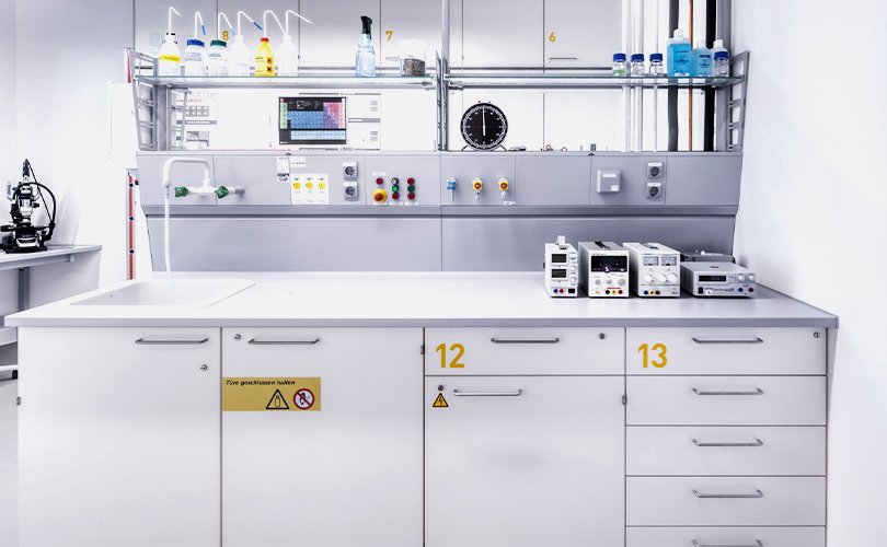 View of a chemical cabinet in the laboratory