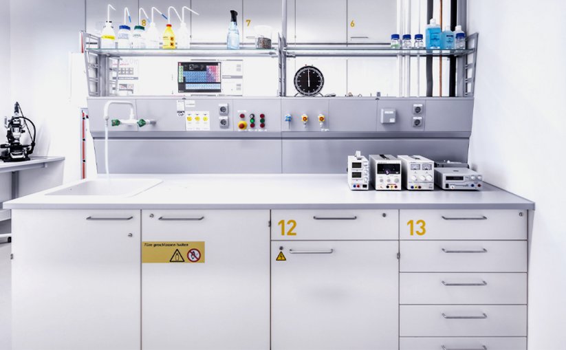 View of a chemical cabinet in the laboratory