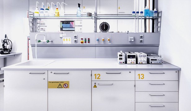 View of a chemical cabinet in the laboratory