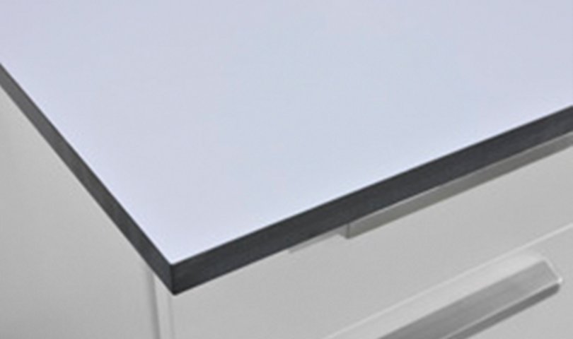 Laboratory bench worktop made of solid (grade) laminate with EBC surface