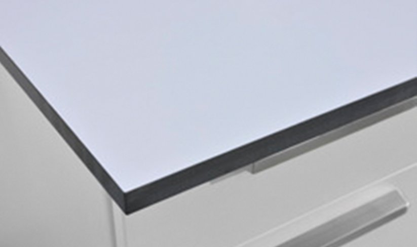 Laboratory bench worktop made of solid (grade) laminate with EBC surface
